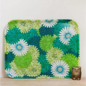 Mid Century Flower Power Fiberglass Tray/ HTF 1960s Flower Power Serving Tray - Picture 1 of 10