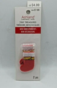 Red CHRISTMAS STOCKINGS Set of 2 ASHLAND Tiny Treasures Miniature Dollhouse - Picture 1 of 3