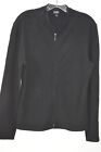 Eileen Fisher Black Ribbed Cotton Blend Stretch Full Zip Jacket  Size S