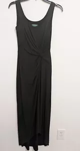 Ralph Lauren Scoop Neck Maxi Dress Sz 2 Twisted Waist Jersey Timeless Cocktail - Picture 1 of 11