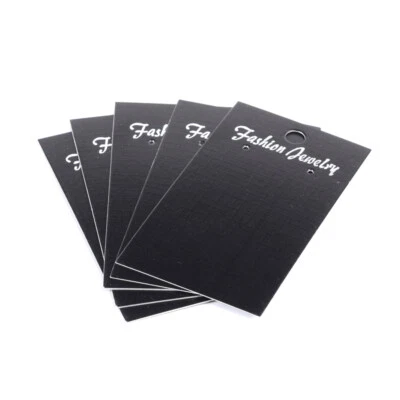 1000x Black Rectangle 3-Hole Jewelry Earring Displays Cards Hanging Holder 9x5cm - Image 1 of 2