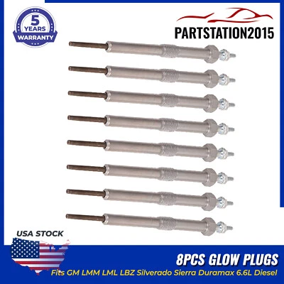 8Pcs Fits GM LMM LML LBZ Silverado Sierra Duramax 6.6L Diesel Glow Plug 12639701 - Image 1 of 4