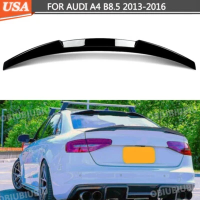 For 2013-2016 Audi A4 B8.5 V Style Glossy Black Rear Trunk Spoiler Wing Highkick Foto 1 de 4