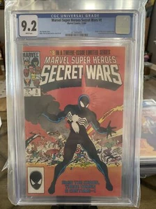 MARVEL SECRET WARS #8 *1984* CGC 9,2 PÁGINAS BLANCAS* PRIMER TRAJE NEGRO SE CONVIERTE EN VENENO - Imagen 1 de 4