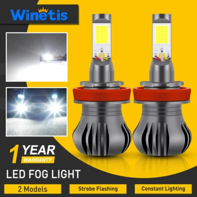 WINETIS H11 H8 LED Fog Light Driving Bulbs 6000K Xenon White Strobe Blinking - Image 1 of 4