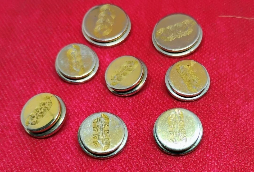 Vintage Chanel Metal  Buttons Lot of 8 Silvery Gold  Tone -Engraved  Swirl Logo - Image 1 of 1