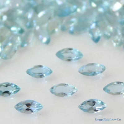 Aguamarina Natural Marquesa Facetada 5x2.5 mm a 8x4 mm Piedra Preciosa Suelta Calidad A Foto 1 de 4