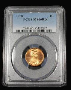 1958 P LINCOLN WHEAT CENT PENNY PCGS MS 66 UNC MS66RD US COIN CERT# 55493927 - Picture 1 of 2