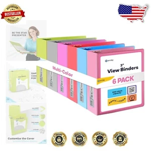 Durable 3-Inch 6-Color Slant D-Ring Binders with Clear View & Recycled Materials - Picture 1 of 9