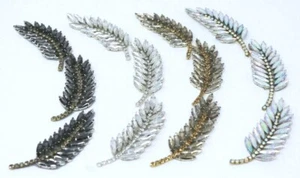 FCL 2 PC Elegant Feather Shape Crystal Rhinestone Applique, Bridal Sash Sew on - Picture 1 of 24