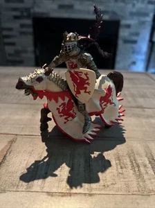 Papo Red Dragon Knight And Horse Figure Figurine Lot Medieval Fantasy 2004 - Picture 1 of 5