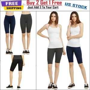 Mujeres Leggings Pantalones Yoga Motociclista Pantalones Cortos Recortados Sin Costuras Mujeres Sólidos Elásticos - Imagen 1 de 9