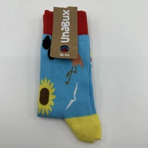 NWT UnaBux 36-40 (6-9.5 US)  socks Flamingo Watermelon Daisy Themed - Picture 1 of 6