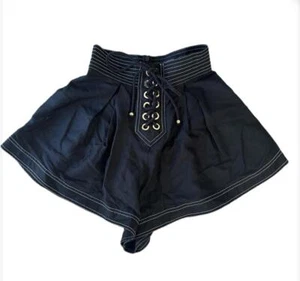 Zimmermann Black Silk Striped Lace-Up Shorts –Size XS (0) - Picture 1 of 9