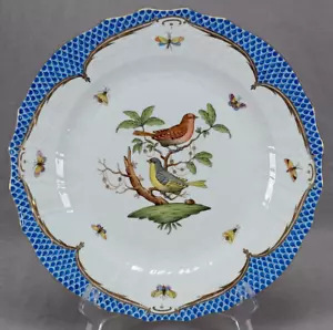 Herend Rothschild Bird Blue Scale Border 1527/RO-EB Service Plate 11 Inches B - Picture 1 of 11