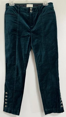 Pantalón Anthropologie Mujer Talla 4 The Essential Slim Terciopelo Verde Azulado Botón Tobillo Foto 1 de 2