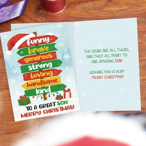 Tarjetas de Navidad para Hijo | Mejor Hijo Tarjeta de Navidad Regalos Formulario Papá Mamá Padres... - Imagen 1 de 6