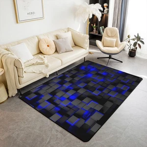 Alfombras azules y negras para sala de estar dormitorio alfombra geométrica de luz 3x5 para... - Imagen 1 de 8