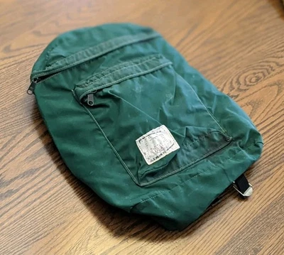 Vtg Hine Snowbridge Backpack Green Nylon Hiking Colorado USA Leather Wool - Image 1 of 4