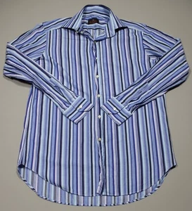 Etro Shirt Mens Large Blue Striped Button Down Made in Italy Dress Casual Top - Picture 1 of 6