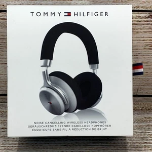 Tommy Hilfiger Cuffie Wireless Cancellazione Rumore Argento Nero con Custodia Mai Usate - Foto 1 di 9