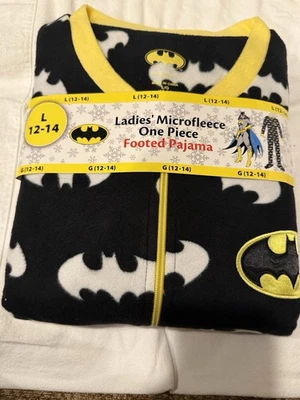 Batman Una Pieza Footie Damas Microfleece Pijama con Pies Talla Grande 12-14 NUEVO Foto 1 de 4