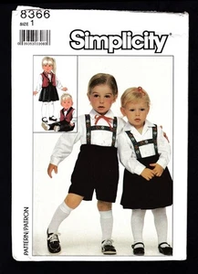 1987 Simplicity Pattern #8366 Child Sz 1 pants, shorts, skirt, shirt, vest Uncut - Picture 1 of 1