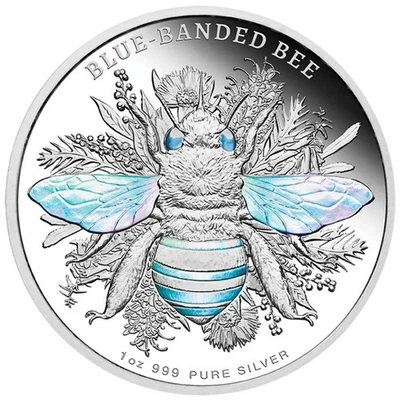 2025 Niue Australian Native Bees Blue-Banded Bee 1 oz Silver Proof Hologram Coin - image 1 of 4