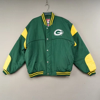 Jaqueta masculina vintage Green Bay Packers L noz-moscada por Campri anos 90 puffer futebol americano NFL - Imagem 1 de 4