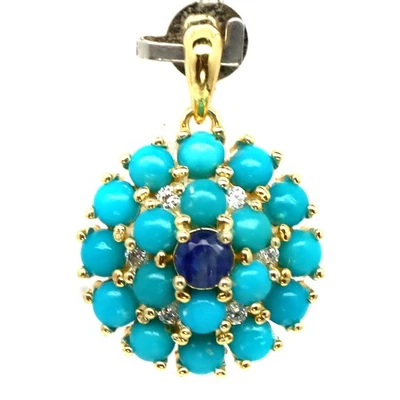 925 Sterlingsilber 3 mm Blauer Saphir, Türkis & Zirkon Geburtsstein Anhänger - Bild 1 von 4