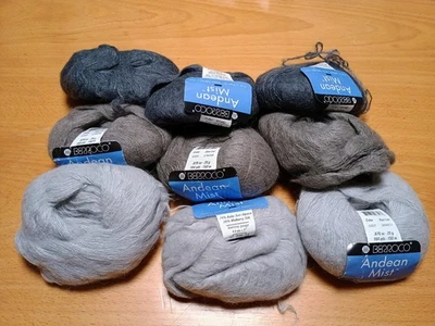 9  Skeins 225 g Berocco Andean Mist 74% Alpaca 26% Silk Lace Yarn Gray Taupe - Image 1 of 4