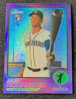 2022 Topps Heritage High Number Julio Rodriguez Purple Chrome Refractor RC - Image 1 of 2