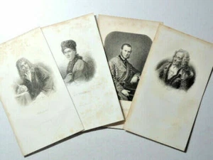 Lot de 4 gravures Molière - Rousseau - Voltaire - Henri Martin - Picture 1 of 3