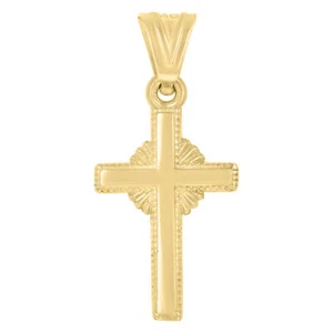 14kt Yellow Gold Mens Cross Religious Charm Pendant - Picture 1 of 1