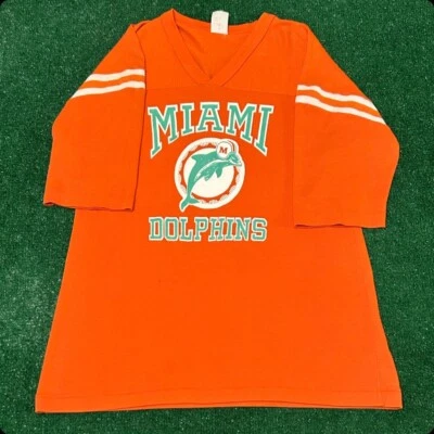 Винтажная футболка 80-х Miami Dolphins NFL классический логотип 1980-е винтажная мужская размер большой - Изображение 1 из 4