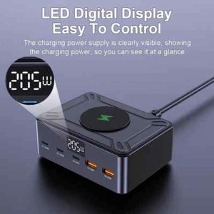205W Multi USB Type C PD Fast Charger Station Wireless Charging For Phone Laptop - Picture 1 of 14