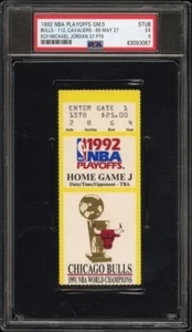 Michael Jordan 1992 Playoffs Bulls Cavaliers 37 Points Ticket PSA 5 POP 8 - Picture 1 of 2