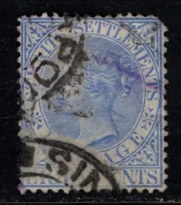 Malaya Straits Settlements 1892 1899 Queen Victoria 8c blue SG101 Used see note - Picture 1 of 1