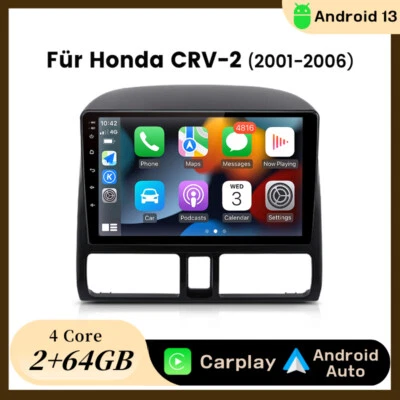Android 13 9" Autoradio GPS Nav Carplay WIFI BT Für Honda crv ii 2000-2006 2+64G - Bild 1 von 4
