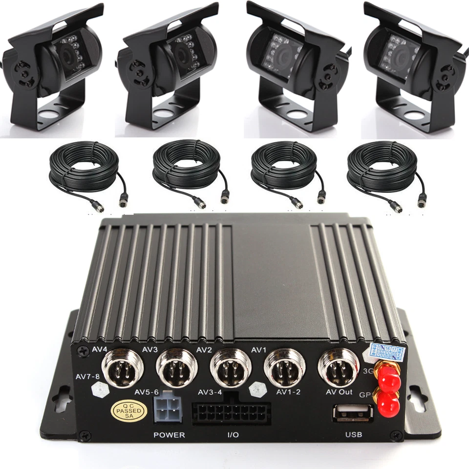 4CH Vehicle Mobile DVR Wifi 3G GPS + 4PC Waterproof Night Vision 720P Camera Kit - Image 1 of 4