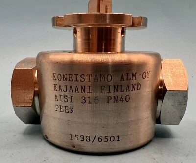 KONEISTAMO ALM OY AISI 316 PN40 PEEK 3-WAY BALL VALVE 1538/6501💥FREE SHIPPING💥 - Image 1 of 4