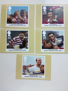 5 FIRST DAY COVER CARDS 1995 PHQ174 RUGBY LEAGUE CENTENARY;WAGSTAFF;RISMAN;BEVAN