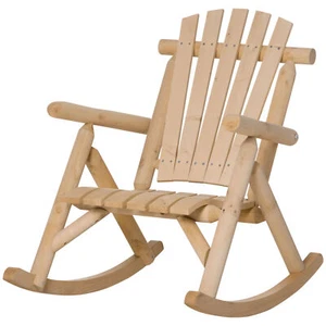 Wooden Rocking Chair Outdoor Fire Pit Adirondack Rocker for Patio Garden Porch - Picture 1 of 11