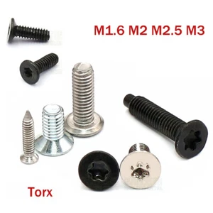 M1.6 M2 M2.5 M3 Torx Countersunk Carbon Steel/A2 Stainless Steel Machine Screws - Picture 1 of 7