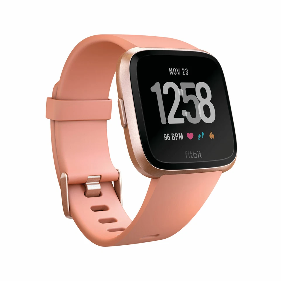 Fitbit Versa Fitness Smartwatch - Peach/Rose-Gold Aluminium (FB504RGPK)