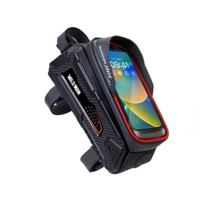 WILD MAN Bicycle MTB Bike Waterproof Phone Case Holder Frame Front Bag Pannier - Image 1 of 4