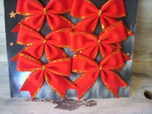 Holiday craft bow/red and gold small bow/Holiday bow/Mini bow/Wreath bow/ bow  - Picture 1 of 2