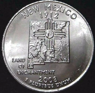2008-D 25C State Quarter New Mexico BU CLAD 21ul1005-6 - Image 1 of 2