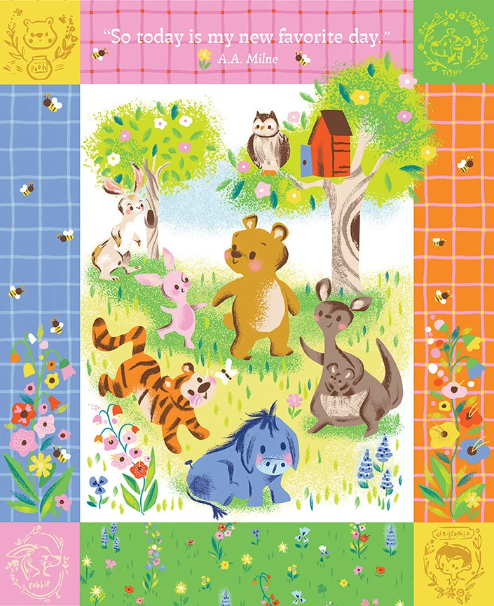 Riley Blake 100 Aker Woods My Favorite Day Fabric Panel 36"x43" Winnie the Pooh - Image 1 of 1