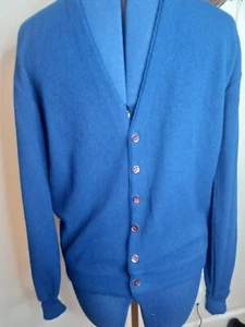 VTG 60s Penneys Towncraft Cardigan Adult Medium Blue Sweater Grandpa Knit - Picture 1 of 4